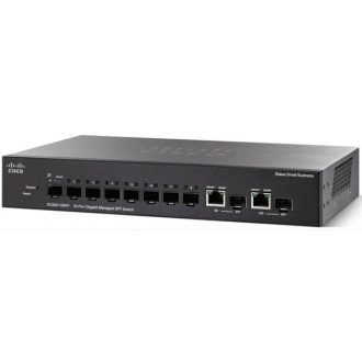   CISCO Switch 8xGigabit SFP + 2xGigabit kombó SFP, Fémházas Rackes, Menedzselhető SG350-10SFP-K9-EU