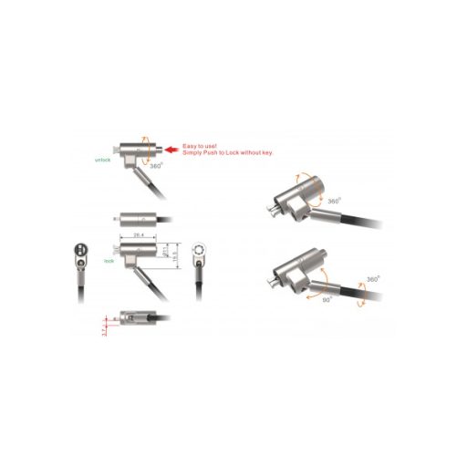 PORT DESIGNS kábelzár 901215, SECURITY CABLE KEYED NANO SLOT