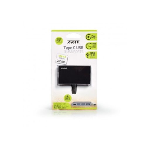 PORT DESIGNS-Port Connect HUB, Type-C to 3xUSB 3.0 + Type-C - ezüst