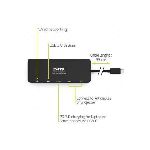 PORT DESIGNS Port Connect - Dokkoló állomás, TYPE C TRAVEL 1 X 4K PD 85W