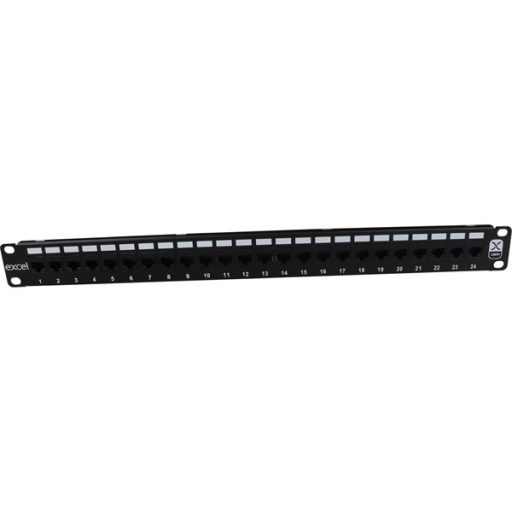 EXCEL Patch Panel Cat.5e UTP 24 portos 1U, fekete (RJ45-RJ45)
