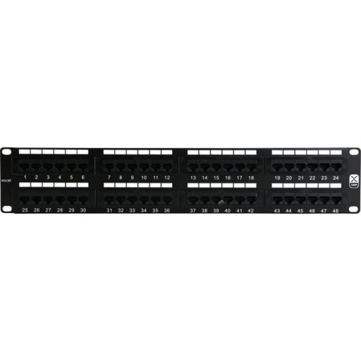 EXCEL Patch Panel Cat.5e UTP 48 portos 2U, fekete