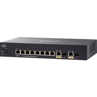   CISCO Switch 8x1000Mbps + 2xGigabit kombó SFP, Rackes, Menedzselhető, SG350-10-K9-EU
