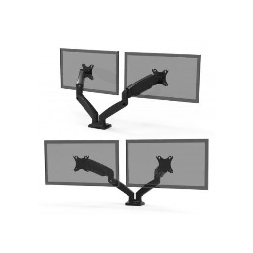 PORT DESIGNS-Port Connect Asztali monitor állvány - dupla, 75x75/100x100, 32"-ig, max 8 kg, forgatható, dönthető
