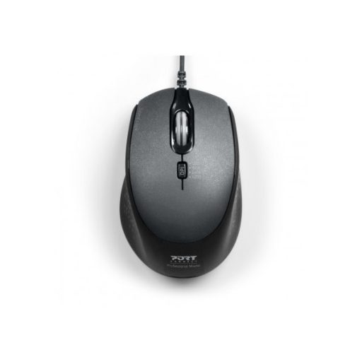 PORT DESIGNS Egér veztékes, silent, optikai, USB-C/USB, 1200/1600/2400 dpi, 1,6 m, fekete