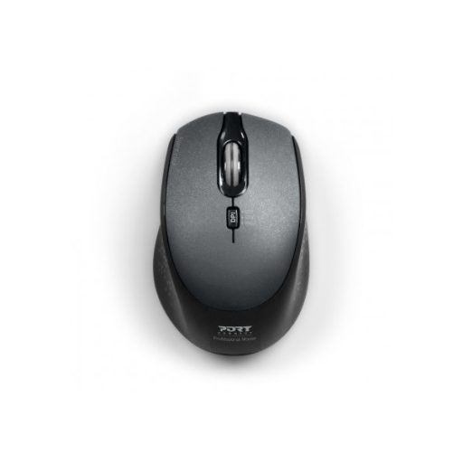 PORT DESIGNS Egér vezeték nélküli, silent, optikai, USB-C/USB, 800/1200/1600 dpi, 1,6 m, 1xAA, fekete
