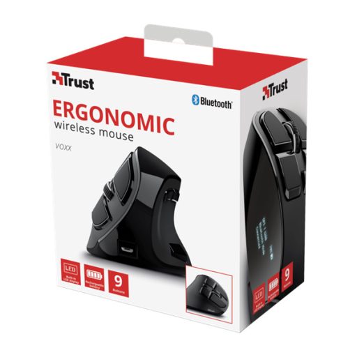 TRUST Vezeték nélküli tölthető ergonomikus egér 23731 (Voxx Rechargeable Ergonomic Wireless Mouse)