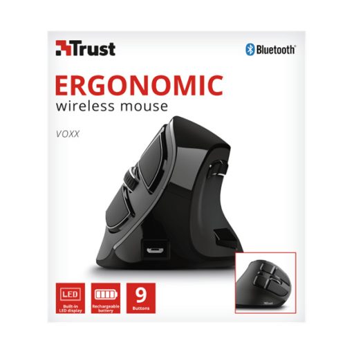 TRUST Vezeték nélküli tölthető ergonomikus egér 23731 (Voxx Rechargeable Ergonomic Wireless Mouse)