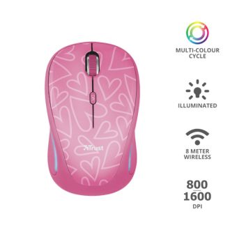   TRUST Vezeték nélküli egér 22336 (Yvi FX Wireless Mouse - pink)