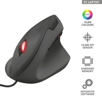   TRUST Gaming Vezetékes Függőleges egér 22991, GXT 144 Rexx Ergonomic Vertical Gaming Mouse