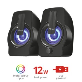   TRUST RGB LED-megvilágítású 2.0 hangszórókészlet 22948 (Gemi RGB 2.0 Speaker Set - black)
