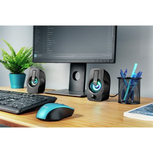 TRUST RGB LED-megvilágítású 2.0 hangszórókészlet 22948 (Gemi RGB 2.0 Speaker Set - black)