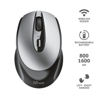   TRUST Vezeték nélküli tölthető egér 23809 (Zaya Rechargeable Wireless Mouse - black)
