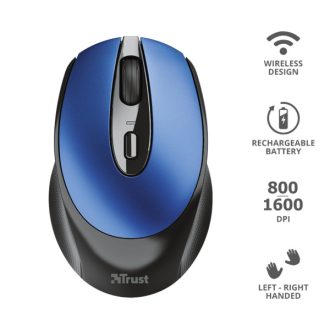   TRUST Vezeték nélküli tölthető egér 24018 ( Zaya Rechargeable Wireless Mouse - blue)