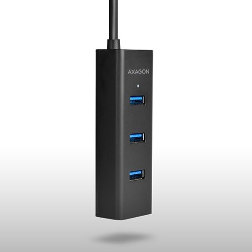AXAGON HUE-S2BL USB3.0 CHARGING HUB (Négyportos USB 3.0 hub gyors töltéssel és tápellátással. 1,2 méteres kábel)