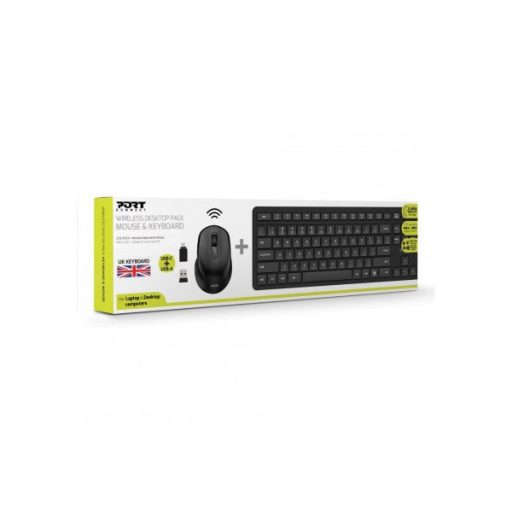 PORT DESIGNS- Port Connect Vezeték nélküli Billentyűzet&Egér 900904-UK - WIRELESS DESKTOP PACK: MOUSE & KEYBOARD UK