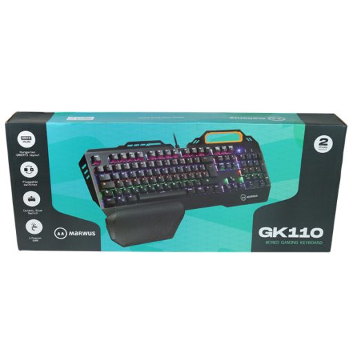 MARWUS GK110 vezetékes, mechanikus gamer HU billentyűzet LED világítással (blue switch)