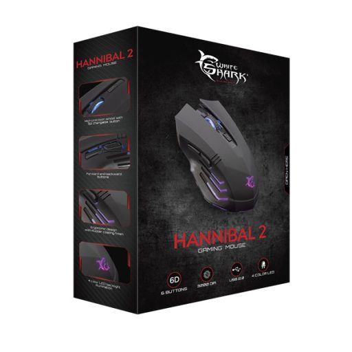 WHITE SHARK HANNIBAL-2 fekete gamer egér
