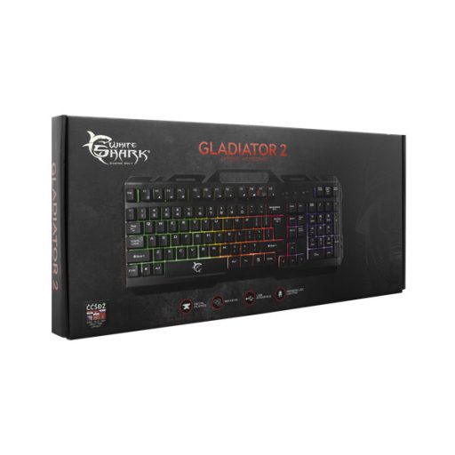 WHITE SHARK GLADIATOR-2 membrános fém gamer billentyűzet (magyar)