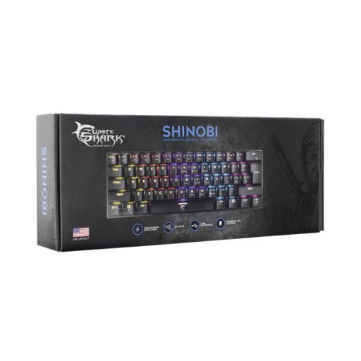 WHITE SHARK SHINOBI mechanikus (blue switch) gamer billentyűzet, fekete (angol)