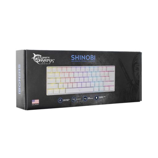 WHITE SHARK SHINOBI mechanikus (blue switch) gamer billentyűzet, fehér (angol)