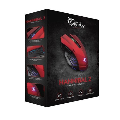 WHITE SHARK HANNIBAL-2 piros gamer egér