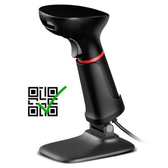   POLPOS PS-200 vezetékes vonalkódolvasó USB kábellel és állvánnyal, nagyteljesítményű CMOS képérzékelő, 1D&2D olvasás