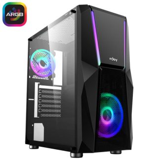   NJOY Ház Midi ATX FORT Tápegység nélkül, USB2.0+3.0, Fekete