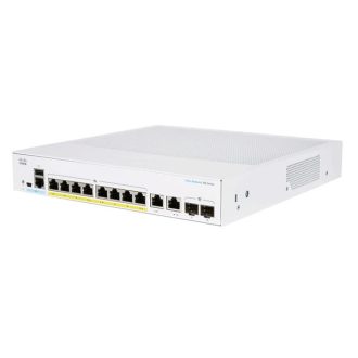   CISCO Switch 8x1000Mbps (POE+) + 2x1000Mbps SFP, Fémházas Rackes, Menedzselhető - CBS250-8FP-E-2G-EU