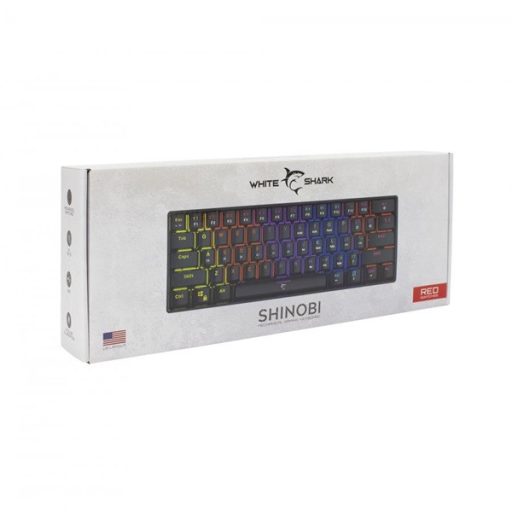 WHITE SHARK SHINOBI mechanikus (red switch) gamer billentyűzet, fekete (angol)