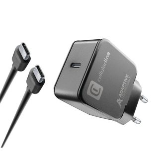   CellularLine Hálózati töltő USB-C kábellel, 1xUSB, 15 W, fekete