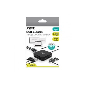   Port Designs - Dokkoló állomás, USB-C 2X4K TRAVEL DOCKING STATION
