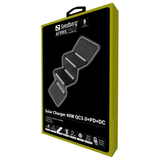 SANDBERG Napelemes töltő, Solar Charger 40W QC3.0+PD+DC