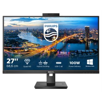   PHILIPS IPS monitor 27" 276B1JH, 2560x1440, 16:9, 350cd/m2, 4ms, USB-C(+dokkoló)/4xUSB/LAN/DP/HDMI, hangszóró/webkamera
