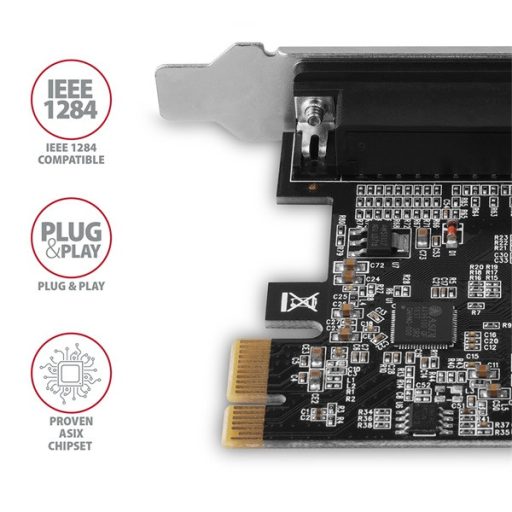 AXAGON PCEA-P1N PCIE VEZÉRLŐ 1X PÁRHUZAMOS (PCI-Express kártya egy párhuzamos (LPT) porttal, ASIX AX99100)