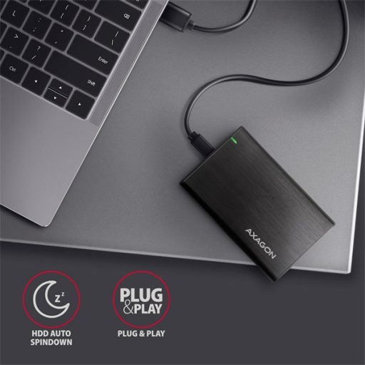 AXAGON EE25-A6C USB-C csavar nélküli külső ház 2, 5" HDD/SSD, fekete