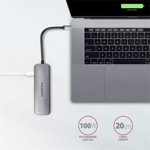 AXAGON HMC-5 SuperSpeed USB-C COMBO 5in1 USB Hub, ezüst