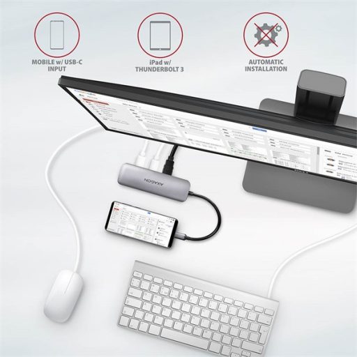 AXAGON HMC-5 SuperSpeed USB-C COMBO 5in1 USB Hub, ezüst