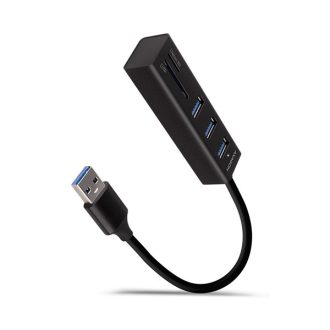   AXAGON HMA-CR3A 3 portos USB 3.2 HUB kártyaolvasóval, fekete