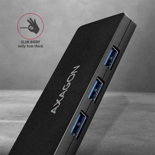 AXAGON HUE-G1A 4 portos USB-C slim hub, fekete