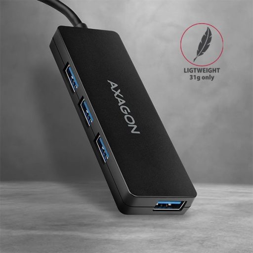 AXAGON HUE-G1A 4 portos USB-C slim hub, fekete