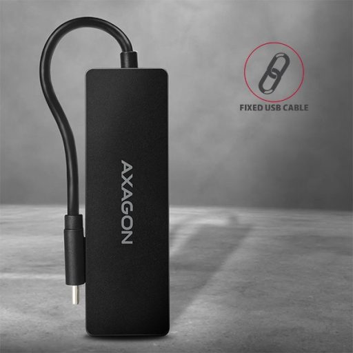 AXAGON HUE-G1A 4 portos USB-C slim hub, fekete