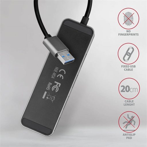 AXAGON HUE-MSA USB 3.2 Type-C 4 portos hub, ezüst