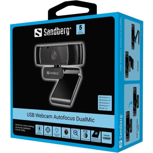 SANDBERG Webkamera, USB Webcam Autofocus DualMic