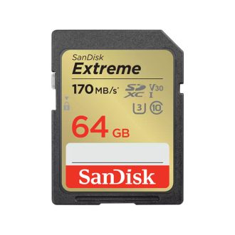   SANDISK 121579, SDXC EXTREME KÁRTYA 64GB, 170/80 MB/s , UHS-I, Class 10, U3, V30