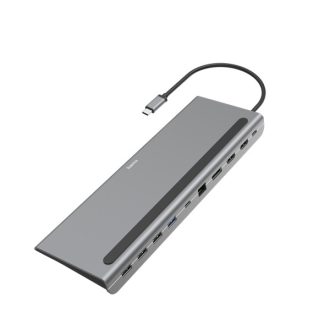   HAMA 200100, USB TYPE-C 10 IN 1 DOKKOLÓ ADAPTER (4x USB-A, 2x HDMI, DP, LAN, USB-C, PD)