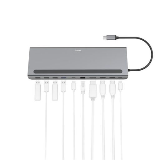 HAMA 200100, USB TYPE-C 10 IN 1 DOKKOLÓ ADAPTER (4x USB-A, 2x HDMI, DP, LAN, USB-C, PD)