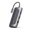 Satechi Aluminium USB-C Multiport MX Adapter (Dual 4K HDMI 60Hz/30Hz, USB-C PD 100W, RJ45, 1xUSB-C , 2xUSB, SD, jack)