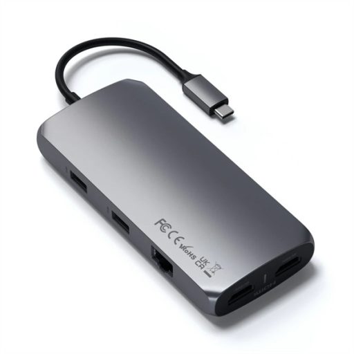 Satechi Aluminium USB-C Multiport MX Adapter (Dual 4K HDMI 60Hz/30Hz, USB-C PD 100W, RJ45, 1xUSB-C , 2xUSB, SD, jack)