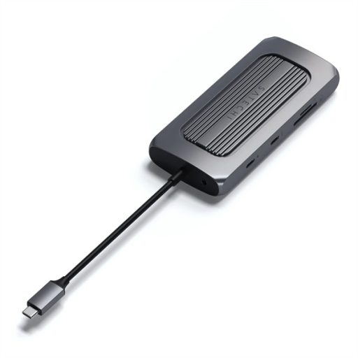 Satechi Aluminium USB-C Multiport MX Adapter (Dual 4K HDMI 60Hz/30Hz, USB-C PD 100W, RJ45, 1xUSB-C , 2xUSB, SD, jack)